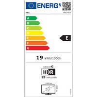 Black HKC B2712F 27-inch business monitor with slim bezels and adjustable stand, displaying energy efficiency label.