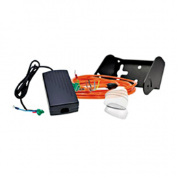 Black power cable with a 1.8-meter length, featuring a NEMA 5-15P plug, a C5 coupler, and an orange cord, accompanied by a mounting bracket.
