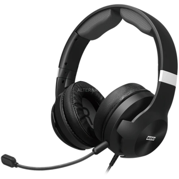 Wired gaming headset featuring a black and silver design, padded ear cups, adjustable headband, and a detachable microphone for clear communication.