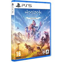 PS5 game case for "Horizon Zero Dawn Remastered" featuring a warrior with bow amid robotic creatures and landscapes.