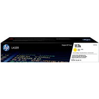 HP 117A Yellow Original Laser Toner Cartridge in black box with white and yellow label, HP logo on top left.