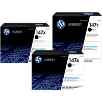 HP 147Y black LaserJet toner cartridge box with blue and black design, HP logo, and product details.