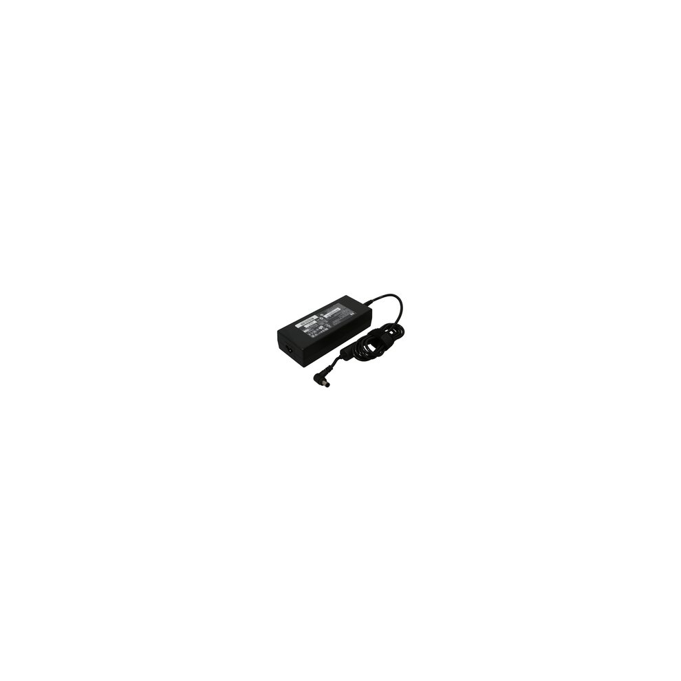 Black HP 150W external power adapter with a rectangular design, featuring a power cord and connector, ideal for providing power to compatible HP devices.