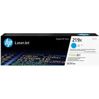 HP 219X High Yield Cyan LaserJet Toner Cartridge in black box with blue accents and HP logo.