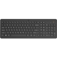 Black HP 220 Wireless Keyboard-UK layout, slim design, full-size keys, numeric keypad, and multimedia buttons.