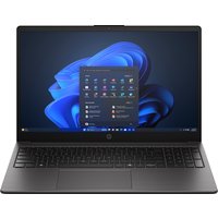 Silver HP 255R G10 laptop with 15.6" display, black keyboard, Windows 11 interface, and slim bezels.