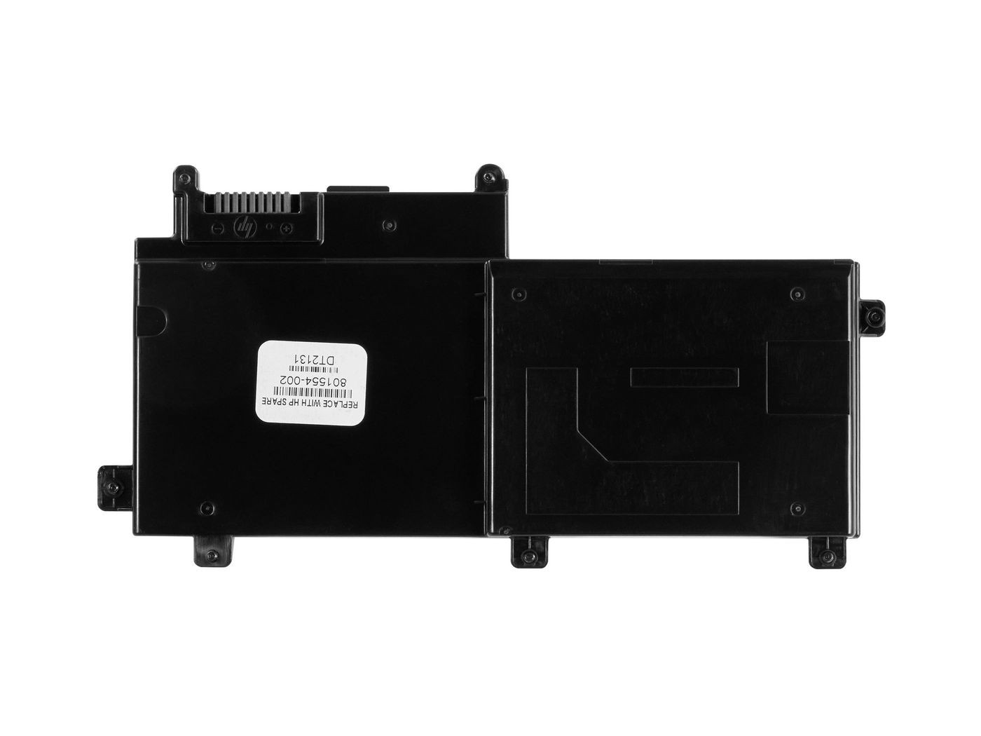 Black HP 3-Cell Lithium-Ion battery featuring a smooth surface, multiple connectors, and a label with product details on one side.