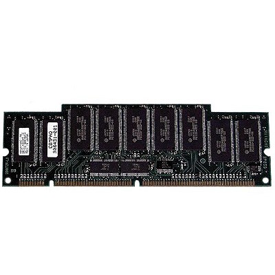 HP 313615-B21 memory module in black and green, featuring eight memory chips, with a gold connector edge and a white label on one side.