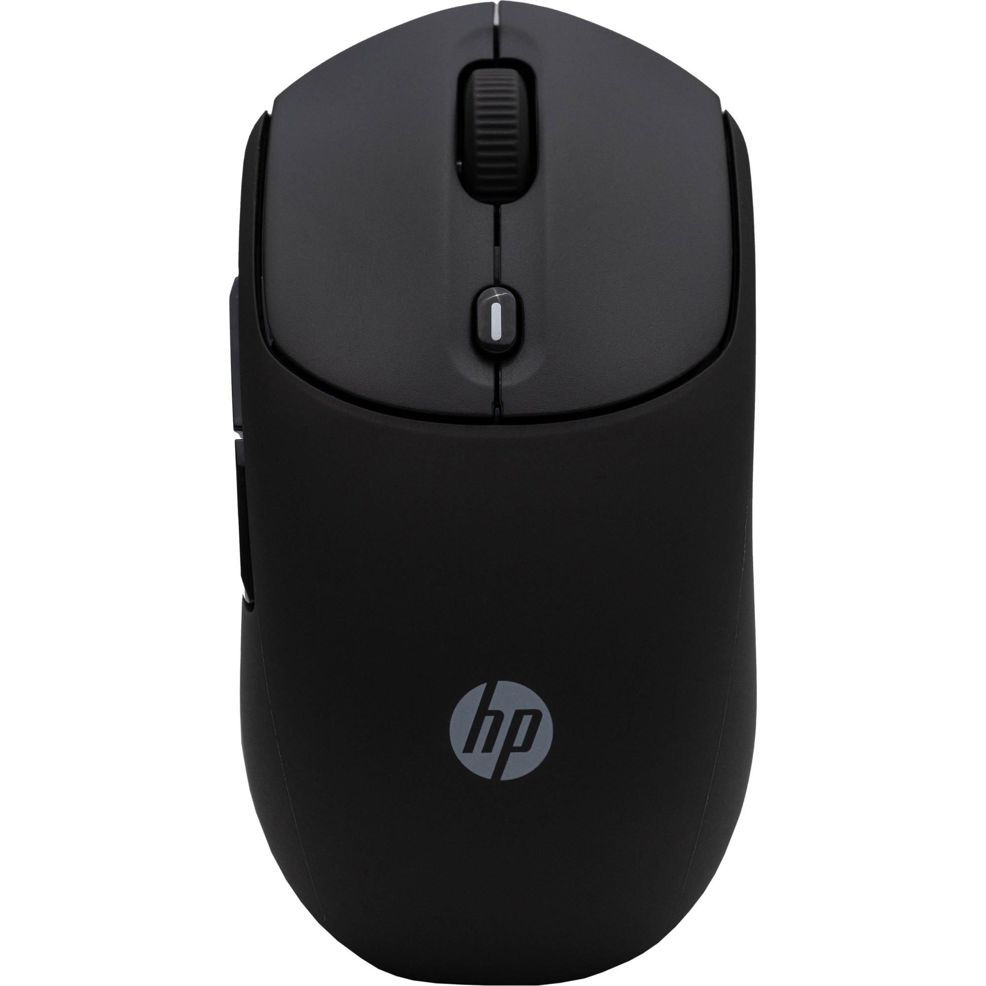 Black HP 400 Dual Wireless Mouse featuring a soft-touch surface, silent clicks, a 2D scroll wheel, and adjustable DPI settings up to 6000, with Bluetooth and USB connectivity.