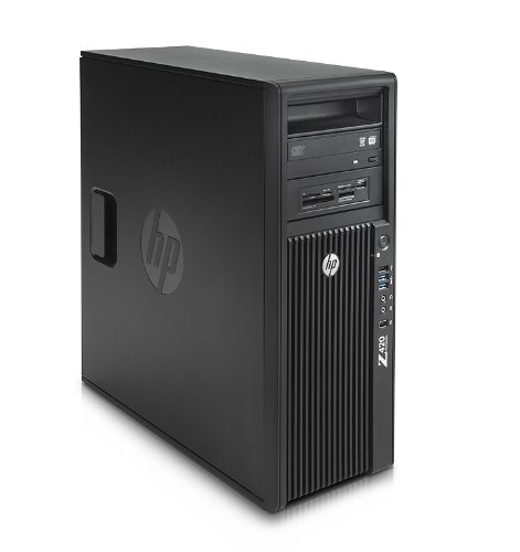 Black HP Z420 workstation featuring a sleek design, front panel with multiple USB ports, and a prominent HP logo, equipped with Intel® Xeon® E5-1650 and 8 GB DDR3-SDRAM.