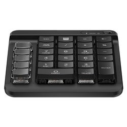 Black HP 435 Programmable Wireless Keypad featuring a numeric layout with large keys, dedicated function buttons, and a sleek, compact design for enhanced productivity.