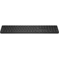 Black HP 495K Multi-Device Dual-Mode Keyboard with slim design, full-size layout, and numeric keypad.