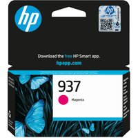 HP 937 magenta printhead cartridge with butterfly design on black packaging, blue HP logo on top.