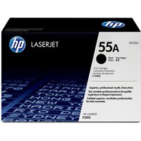 HP 55A black LaserJet toner cartridge box with blue text and HP logo.