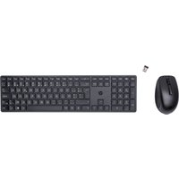 Black HP 650 wireless keyboard and mouse combo with USB receiver, featuring full-size keyboard layout and ergonomic mouse design.