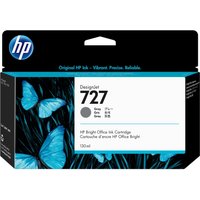 HP 727 gray ink cartridge, 130-ml, black box with blue butterflies and HP logo.