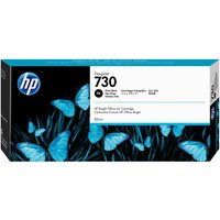 HP 730 300-ml Photo Black ink cartridge box with blue butterflies on a black background.