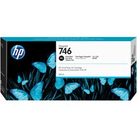 HP 746 300-ml Photo Black ink cartridge box with blue butterflies and HP logo on black background.