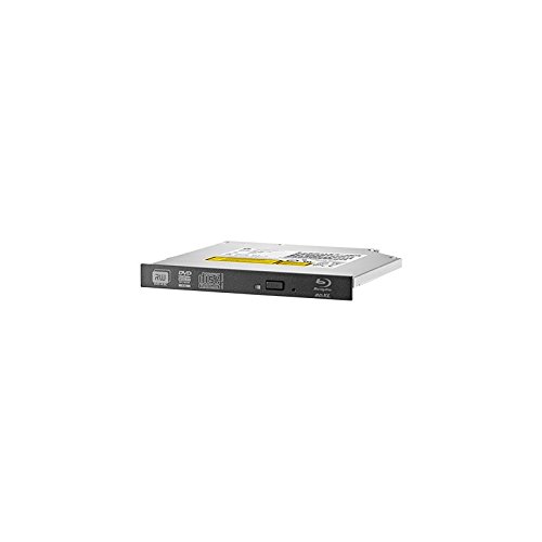 HP 9.5mm Slim BDXL Blu-Ray Writer Drive in silver and black, featuring a front-loading slot, USB interface, and labeled with Blu-Ray and DVD icons.