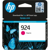 HP 924 Magenta Original Ink Cartridge, black box with blue butterflies and HP logo.
