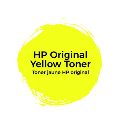 Bright yellow circular design featuring "HP Original Yellow Toner" text, highlighting the product's vibrant color and branding for the HP 646A toner cartridge.