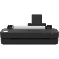 Black HP Designjet T250 24-in Printer 2025 edition with roll feed and sleek rectangular design.