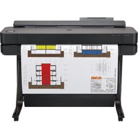 Black HP Designjet T650 36-in Printer 2025 edition with wide-format color print output on stand.