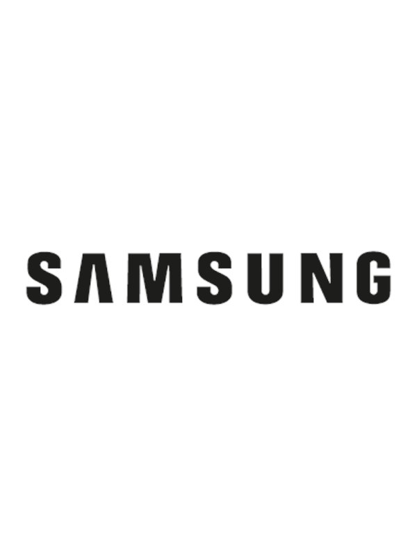 Black text spelling "SAMSUNG" in a bold, modern font against a plain white background, emphasizing clarity and simplicity.