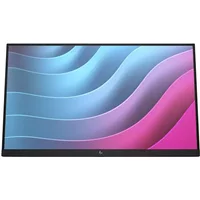HP E-Series E24 G5 FHD monitor, black frame, no stand, displaying colorful wavy pattern.