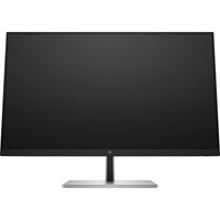 HP E-Series E27k G5 4K USB-C Monitor, slim black bezel, silver stand, large flat screen, minimalist design.