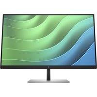 HP E27 G5 FHD Monitor with slim black bezel, silver stand, and vibrant green-blue display screen.