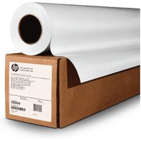HP E4J38A large format satin media roll, white paper on brown cardboard box, 30.5 meters.