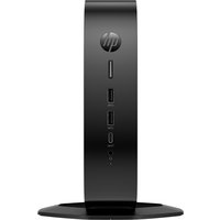 Black HP Elite t755 thin client with vertical design, USB ports, and HP logo on the front.