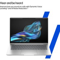 HP EliteBook 6 G1a AI Laptop, silver, 14" display, AMD Ryzen 5, sleek design with thin bezels and backlit keyboard