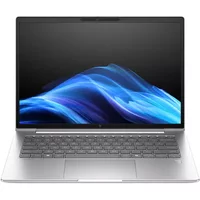 Silver HP EliteBook 6 G1i AI laptop with 14" screen, sleek design, backlit keyboard, and slim bezels.
