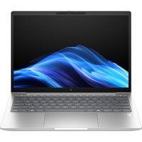 Silver HP EliteBook laptop with 13.3" display, sleek design, backlit keyboard, and thin bezels.