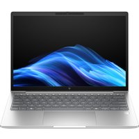 Silver HP EliteBook laptop with 13.3" display, backlit keyboard, and sleek design.