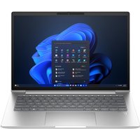 Silver HP EliteBook 640 G11 laptop, 14-inch display, Windows 11 Pro interface, sleek design, backlit keyboard.