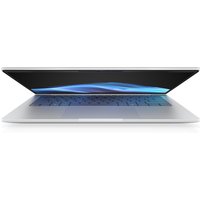 HP EliteBook 8 G1i 14-inch silver notebook, slim design, partially open, with illuminated keyboard and sleek display.