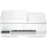 White HP ENVY 6530e wireless all-in-one printer with flatbed scanner and control panel on the front left side.
