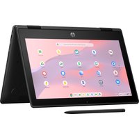 HP Fortis Flip G1m Chromebook, 11.6" touchscreen, black, convertible design, with stylus pen.