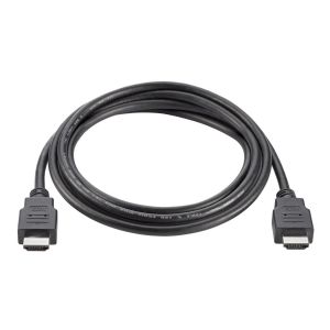 Black HP HDMI Standard Cable featuring two male connectors at each end, designed for high-definition audio and video transmission.