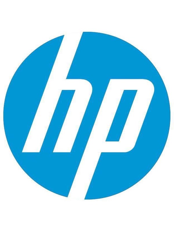 Left hinge component by HP, featuring a sleek metallic finish with a blue and white color scheme, designed for durable laptop assembly and functionality.