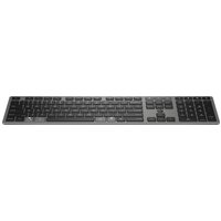 Black and silver HP wireless keyboard with numeric keypad and Bluetooth connectivity.
