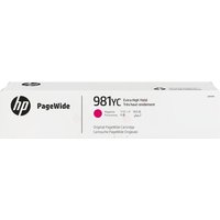 HP magenta ink cartridge 981YC in white box, PageWide branding, 16K pages capacity.
