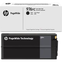 Black HP PageWide 976YC ink cartridge, extra high-capacity, with white packaging displaying product details.