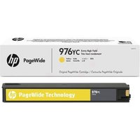 Yellow HP 976YC ink cartridge with black casing, extra high-capacity, packaged in white box with HP branding.