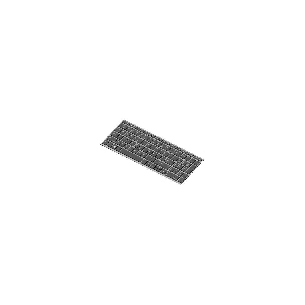 Gray HP laptop keyboard with a sleek design, featuring a full set of keys, including function and numeric keys, made from durable plastic material.