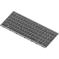 HP L14367-BA1 laptop keyboard, black keys, silver frame, chiclet style, with function keys and numeric keypad.