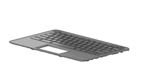 Black laptop keyboard spare part with a standard layout, featuring a smooth plastic surface and a rectangular touchpad area.